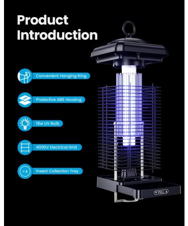 Gaiatop 4000V Bug Zapper Outdoor | Waterproof Electric Mosquito Killer for Home Backyard Patio - Black - Buy Online on GoSupps.com