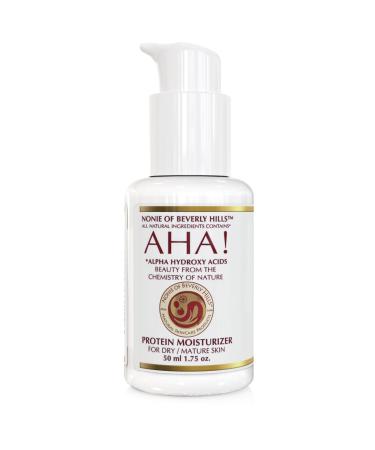 Nonie AHA Protein Moisturizer for Dry Skin Rejuvenating Protein Cream with Alpha Hydroxy Acids 100% Natural & Vegan Ingredients Gentle USA Made
