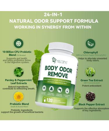 Migcopat Methylated Multivitamin Plus + Chlorophyll Body Deodorizing Supplement Fresh Breath & Whole-Body Freshness 120 Caps - Buy Online on GoSupps.com