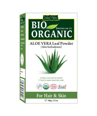 INDUS VALLEY Bio Organic 100% Natural Aloe vera Leaf Powder (Aloe Barbaensis) For Skin And Hair Care - (100g)