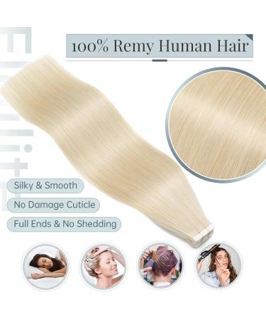 Elailite 45cm Tape Extensions - Real Human Hair 100g Smooth #60 Platinum Blonde 40 Pieces - Buy Online on GoSupps.com