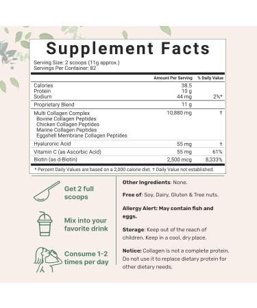 Multi Collagen Protein Powder 2lb with Biotin, Hyaluronic Acid & Vitamin C - Unflavored Peptides, Keto & Paleo Friendly - Buy Online on GoSupps.com