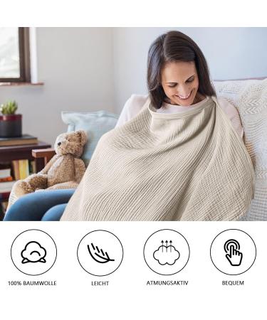 Soft & Breathable Cotton Breastfeeding Cover - Still Towel Snack Apron | Ideal Gift for Moms - Khaki - Buy Online on GoSupps.com