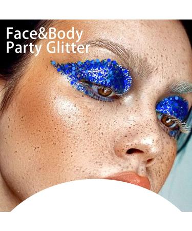 6 Pcs Holographic Sparkling Body Glitter Gel Set - Waterproof and Long Lasting Shimmer Makeup for Body, Face, Nail, Hair, Lip, Eye in White Gold, Silver, Pink, Purple, Blue - Buy Online on GoSupps.com