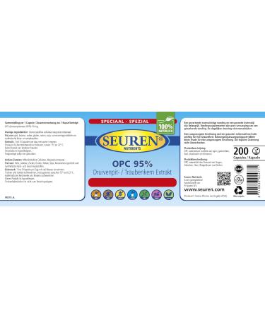 Buy Seuren Nutrients OPC 95% Resveratrol - 200 Capsules | High Dosage Grape Seed Extract for Optimal Health | International Shipping Available - Buy Online on GoSupps.com