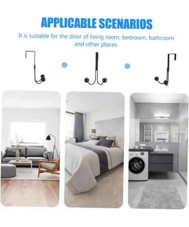 2pcs Double Hook Towel Rack Coat Hangers Over Door Hangers Hooks Door Hook Coat Hook Wardrobe 14x9cm Black - Buy Online on GoSupps.com