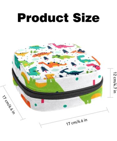 Cartoon Dinosaur Pattern Sanitary Napkin Storage Bag - Portable Menstrual Cup Pocket with Zipper for Teen Girls & Women - Buy Online on GoSupps.com