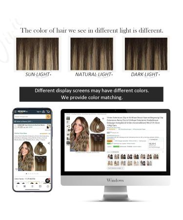 Vivien Clip-In Hair Extensions - Remy Real Hair Balayage Dark Brown & Caramel Blonde | 25cm 70g 5pcs | #4/27/4 - Buy Online on GoSupps.com