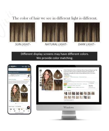 Vivien Extensions - Real Hair Clip-In Balayage Extensions #4/27 60cm 7PCs 140g Dark Brown with Caramel Blonde - Premium Remy Quality - Buy Online on GoSupps.com