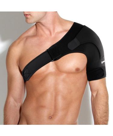 ipow Adjustable Unisex Shoulder Support Brace Strap Fits Left or Right Shoulder Helps Shoulder Stability - L Large