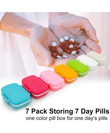 7 Pack Colorful Small Pill Case with 3 Removable Compartments - Travel Pill Box for Pocket Purse - Moisture Proof Daily Pill Organizer for Vitamins and Supplements - Buy Online on GoSupps.com