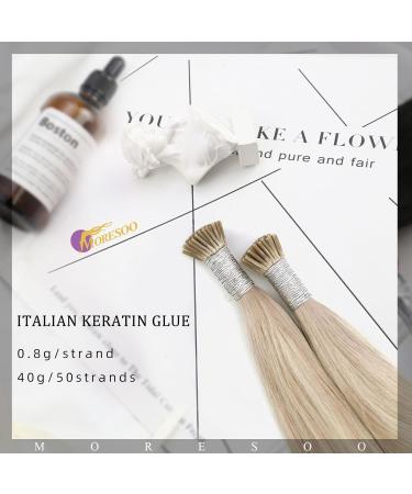 Moresoo I Tip Extensions - Real Hair Blond & Ashblond Keratin Bondings 45cm | #P18/613 40g - Shop Internationally! - Buy Online on GoSupps.com