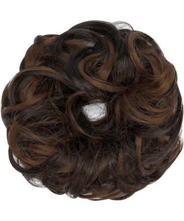 Curly Wavy Messy Bun Hair Scrunchie Extension in Dark Brown Mix Light Auburn - Hairpiece for Women/Girls - Buy Online on GoSupps.com