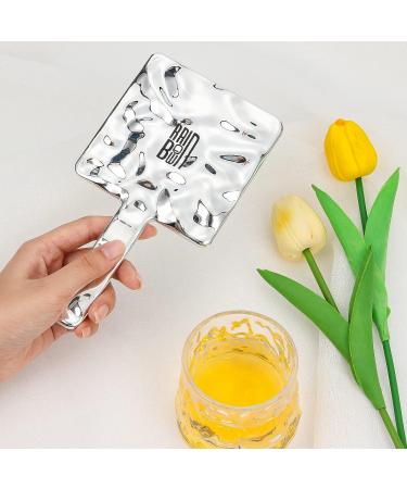Creative Wave Pattern Hand Mirror - Squared Vanity Mirror for Makeup, Aesthetic Decor and Beauty - Portable Handheld Cosmetic Mirror in Liquid Black Print - Buy Online on GoSupps.com