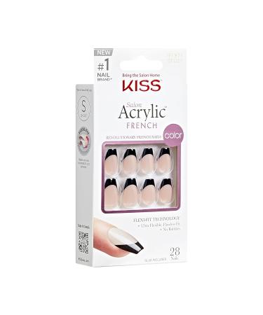 Buy KISS Salon Acrylic French Press-On Nails - Dark Black Coffin Shape with Glue & Accessories | 28 Nails - Buy Online on GoSupps.com