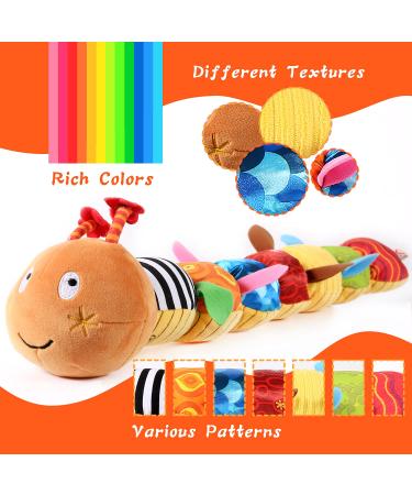 JERICETOY Musical Caterpillar Infant Toy for Baby Development | Rattle, Crinkle, Squeaker | 0-12 Months Boys Girls | Rich Colors & Textures | Orange - Buy Online on GoSupps.com