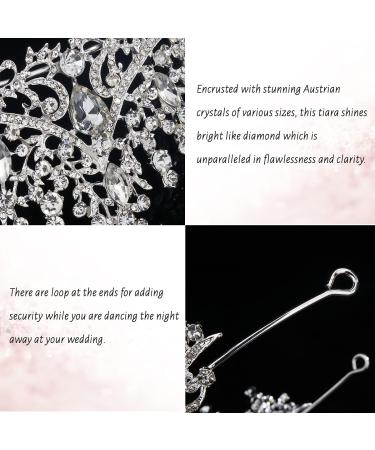Tobatoba Silver Wedding Tiara for Women - Crystal Tiaras & Crowns for Bride - Royal Queen Crown Headband for Birthday, Prom & Pageant - Buy Online on GoSupps.com