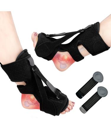 LISTENJIALE 2 Pack Plantar Fasciitis Night Splint with Arch Support Upgrade 3 Adjustable Straps Plantar Fasciitis Relief Brace for Plantar Fasciitis Relief Foot Drop Achilles Tendonitis(Black)
