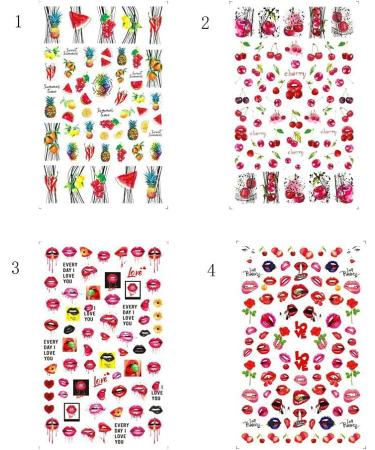 4Sheets Easy To Use Fruit Nail Art 3D Self-Adhesive Design Sticker Nail Stickers Decoration - Buy Online on GoSupps.com