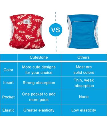 Buy Cuteebone Male Washable Dog Diapers Belly Bands - 3 Reusable High-Suction Wraps with Velcro | Perfect Christmas Gift for Dogs (L 43-53.5cm) - Buy Online on GoSupps.com