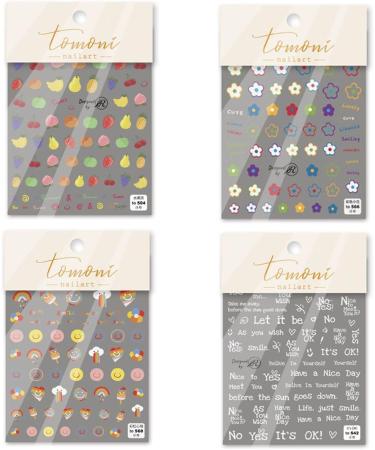 DIY Salon Nail Supplies Nail Art Decorations Nails Sticker for Summer Nail Art Sticker 5D Embossed Nail Stickers Fruits Smile Flowers Letters - Buy Online on GoSupps.com