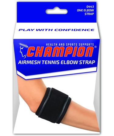 Champion Tennis Elbow Strap - Adjustable Support with Airmesh Fabric - Large Black | Relief & Comfort for Tennis Players - Buy Online on GoSupps.com