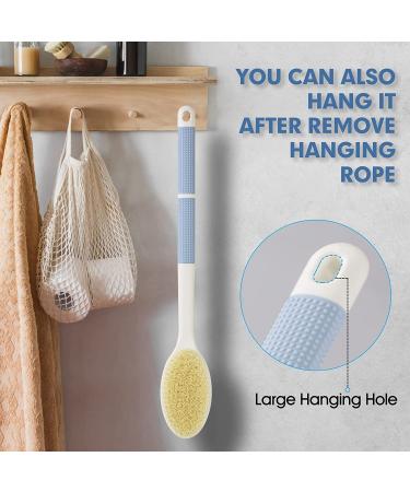 Anti-Slip Long Handle Back Scrubber with Stiff and Soft Bristles - Blue - Buy Online on GoSupps.com