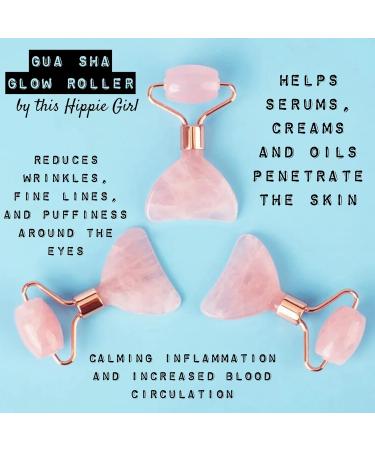 Hippie Girl Gua Sha Glow Roller - Rose Quartz Facial & Neck Massage Tool | Face Sculpting & Eye Massager - Buy Online on GoSupps.com