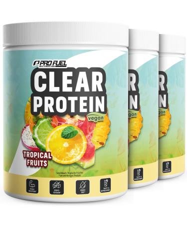 Clear protein vegan 1080g tropical fruits incredibly delicious & refreshing protein drink vegan clear whey protein/iso clear alternative with high-quality peas protein hydrolysate 56% protein tropical fruits 360 g (3 Pack)