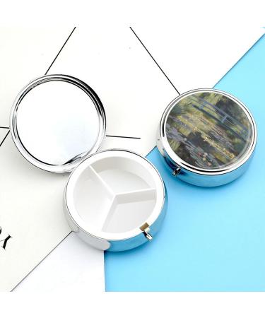 Travel Pill Box with 3 Compartments - Portable Water Lily Pond Design - Small Pill Organizer for Purse & Pocket - Buy Online on GoSupps.com