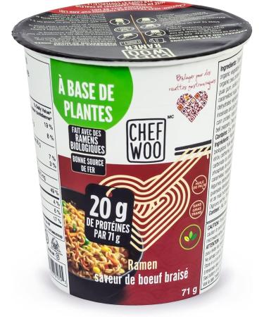 CHEF WOO BRAISED BEEF RAMEN NOODLES (Pack of 12) | Made with Organic Ramen Noodles | Plant Based Protein | Certified Vegetarian Vegan Kosher Halal | Made with better for you ingredients| Amazing flavour - Buy Online on GoSupps.com