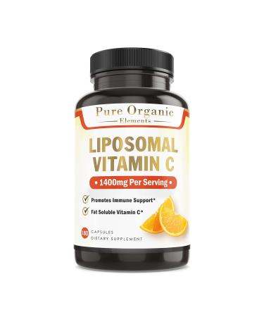 Pure Organic Elements - Liposomal Vitamin C Dietary Supplement Capsules Non GMO Soy Free Gluten Free