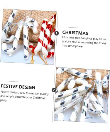 Alipis 4pcs Christmas Candy Cane Ornament Candy Canes Tree Pendants Christmas Adornments Christmas Tree Silver 7x2.5cm - Buy Online on GoSupps.com