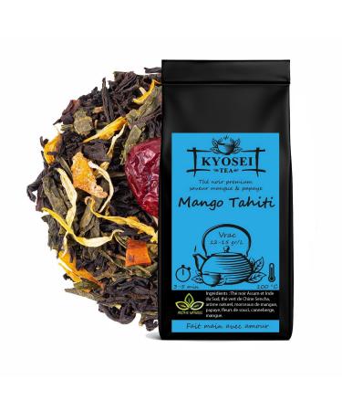 Kyosei Tea Th Noir Premium Mango Tahiti 100g Vrac Assam & Inde du Sud avec Th Vert Sencha Mangue Papaye & Orange M lange Exotique & Gourmand issu de l Agriculture Durable
