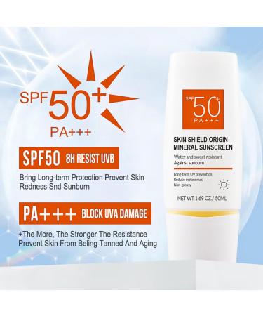 Sunscreen SPF 50+ Face Sun Cream SPF 50 PA+++ Mineral Face Sunscreen Suncream Factor 50 for Face Waterproof Travel Sun Cream Against Sunburn Ultra Light UVA & UVB Protetion Non-Greasy - Buy Online on GoSupps.com