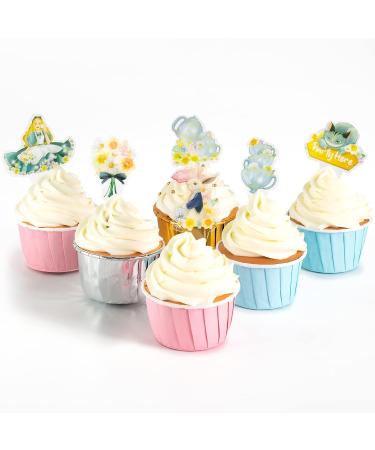 Alice Wonderland Cupcake Topper Spring Easter Party Decoration Girls Tea Party Cake Decoration Girls Birthday Party Supplies - Buy Online on GoSupps.com