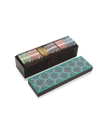 Octavius Floral Printed Wooden Caddy Tea Sampler Pack | Assortment of 3 Black & 3 Green Teas | 60 Enveloped Double Chamber Tea Bags | Tea Sampler Variety Pack | Perfect for Tea Lovers | Pack of 1 Floral Printed 60TB