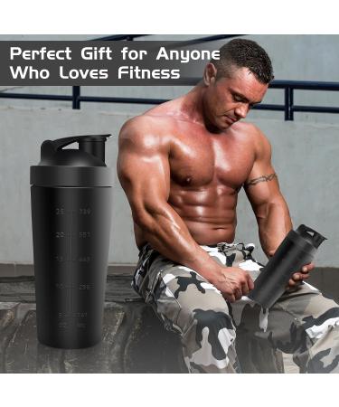 Joligaea Stainless Steel Protein Shaker 750ml - Fitness Shaker with Scale for Protein Diet & Sports | Black - Buy Online on GoSupps.com