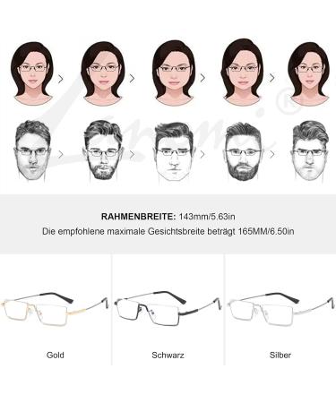 Shop Lanomi Narrow Reading Glasses - Blue Light Filter Varifocal Half Frame Titan Metal +1.0 to +4.0 for Men & Women - Flexible Multifocal Aid - Buy Online on GoSupps.com