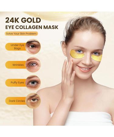 24K Gold Under Eye Patches Set 20 Pcs Collagen Gel Masks for Puffiness & Dark Circles Hydrating Eye Skin Care for Men & Women Travel Size Solution - Buy Online on GoSupps.com