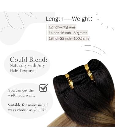 Hetto Remy Real Hair Balayage Extensions 40cm - Ombre Black to Brown #1B/6/27 - 80g Premium Quality - Buy Online on GoSupps.com