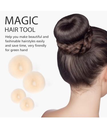 Hair Bun Shaper Set with 4 Sizes Beige Donut Bun Maker + 50 Bobby Pins - Perfect Chignon Bun Styling Kit for Dancer Ballet Girls - Buy Online on GoSupps.com