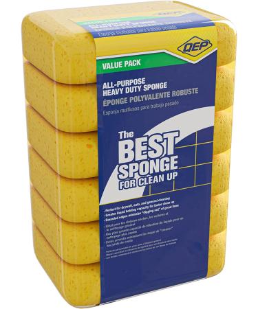 QEP 70005Q-6D X-Large Grouting Cleaning Sponge 7.5x5.5x1.875 - 6 Pack Yellow - Buy Online on GoSupps.com