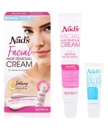 Nad's Facial Hair Removal Cream - Gentle & Soothing Hair Removal For Women - Sensitive Depilatory Cream For Delicate Face Areas, 0.99 Oz (4446)
