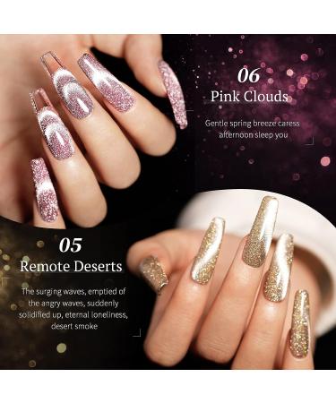 Born Pretty 6Pcs Magnetic Gel Polish Set - Reflective Glitter Auroras Snowlight Cat - LED Gel Nail Art Manicure Kit - Holiday Gift Set - Buy Online on GoSupps.com