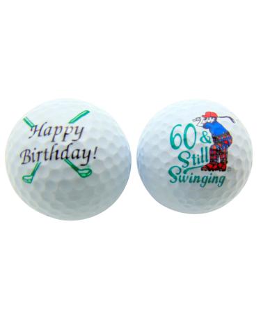 60th Birthday Sixty & Still Swinging Set of 2 Golf Ball Golfer Gift Pack