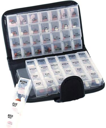 Tablet Box for 14 Days - 4 Compartments | Arthritis-Friendly BPA-Free PU Leather Medication Organizer | Easy Open Pill Dose - International Shipping Available - Buy Online on GoSupps.com