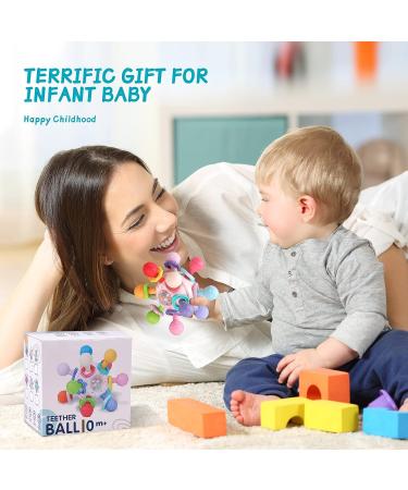 Rotatable Silicone Teething Toy Ball - Sensory Toy for Babies 0-6 Months | Baby Rattle & Infant Toy Gift - Buy Online on GoSupps.com