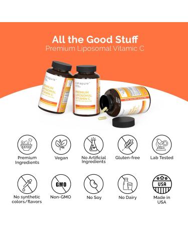 Zanapure Premium Liposomal Vitamin C Capsules - 1400mg | High Absorption & Bioavailability | 180 Capsules | Made in USA - Buy Online on GoSupps.com