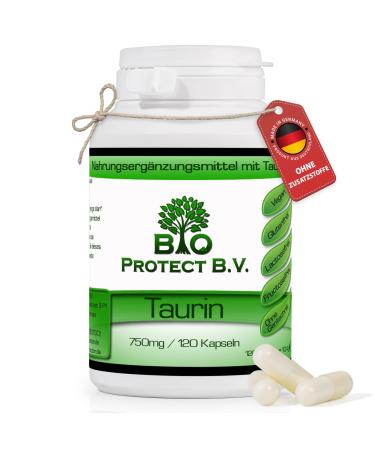 Taurine 750 mg high dose and pure without fillers or additives - 120 capsules - amino acid taurine - Bio Protect WITHOUT ADDITIVES! - Buy Online on GoSupps.com